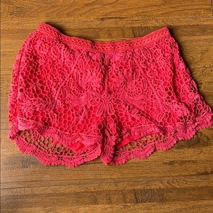 Pink lace shorts